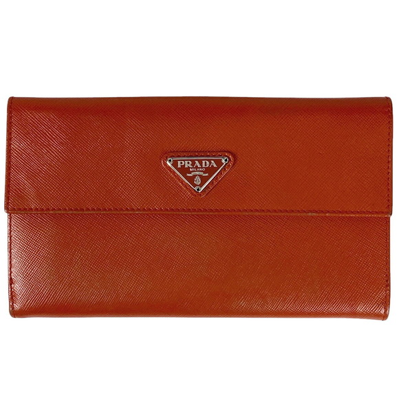 Prada Saffiano leather orange Wallet double long - Picture 1 of 7